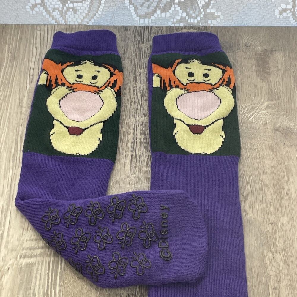 Vintage Tigger Disney Socks Winnie The Pooh Purple Non Slip Bottom Adult Regular